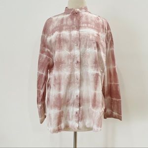 Zara Pink and White Tie-Dye Button Down Shirt